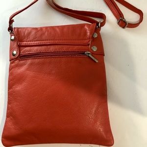 Vera Pelle Italy Red Crossbody Bag Soft Leather